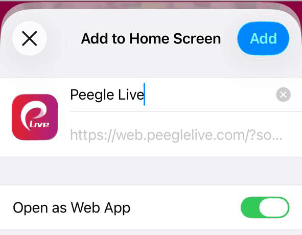 Add to Home Screen confirmation